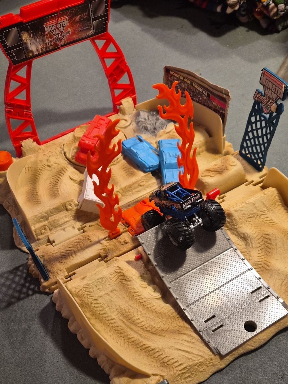 Blue Monster Truck Playset with Orange Flames - Kids Toys